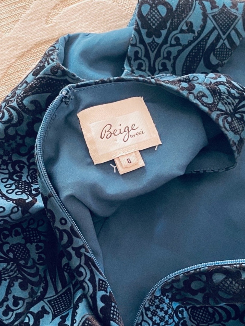Beige by ECI Teal Black Velvet Fit & Flare Dress Size 6 - Picture 5 of 11
